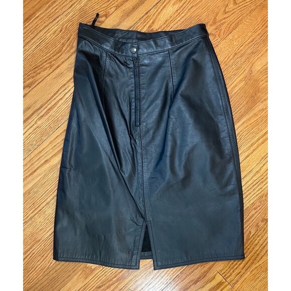 Winlit | Vintage Black Leather Skirt | Size 5/6 - Picture 2 of 8